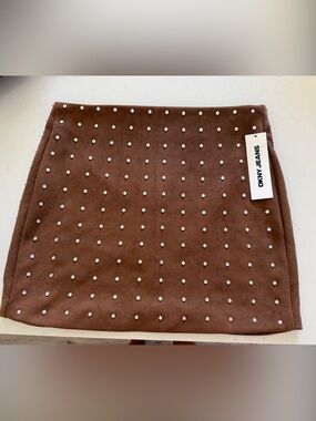 DKNY Brown Studded Mini Skirt